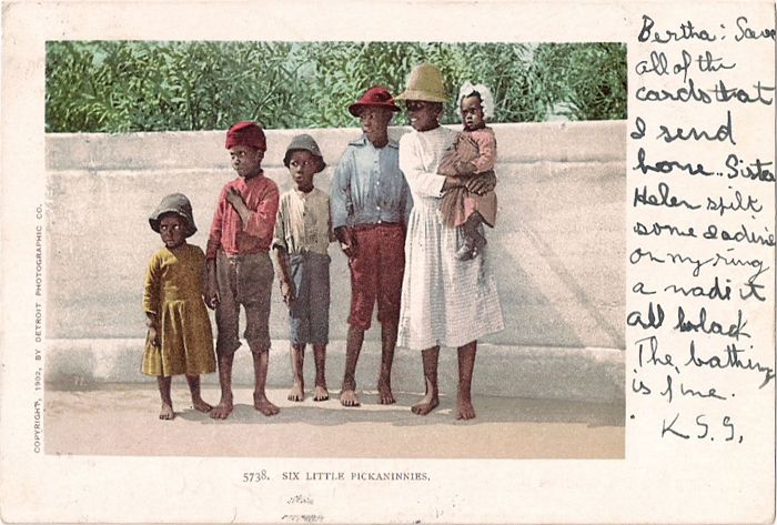 No. 5738 Six Little Pickaninnies Copyright 1902 by Detroit Photographic Co. Mailed March 21, 1904 photo 5738SixLittlePickaninnies_zps7b1b4819.jpg