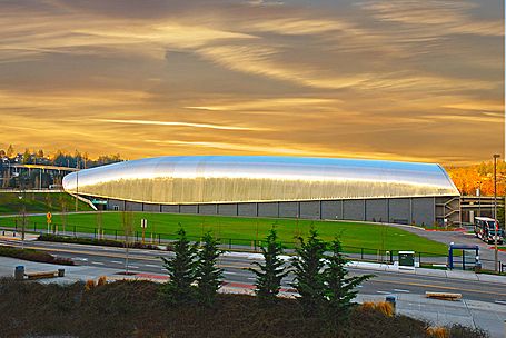 Photo of the LeMay exterior at sunset