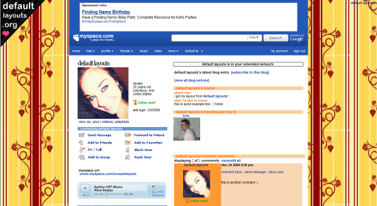vintage myspace default layout