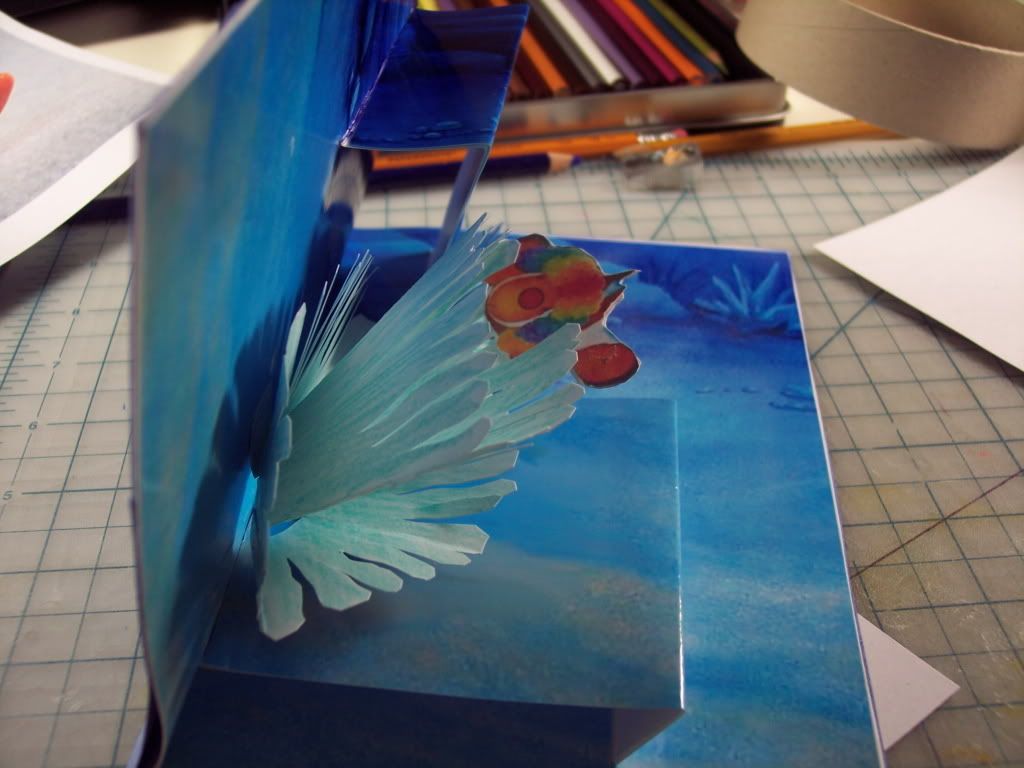 pop-up card sea anemone and clown fish half opened