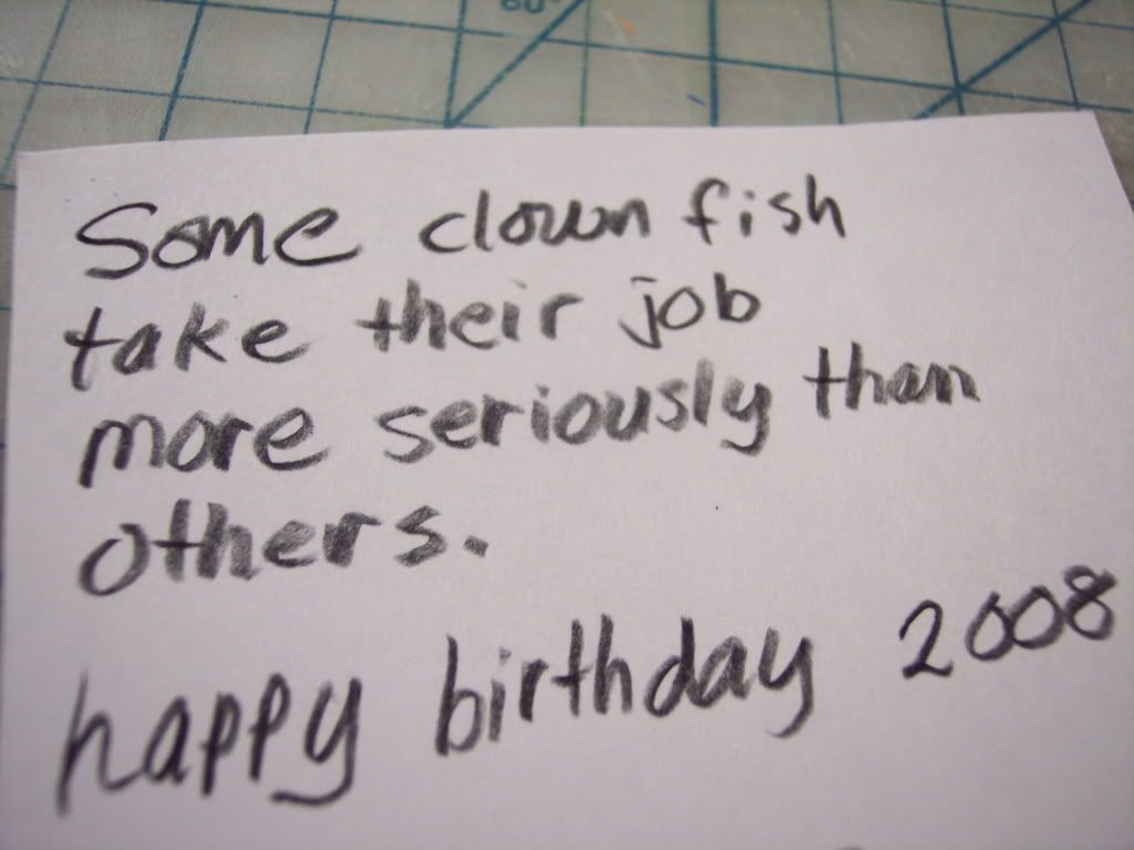 pop-up card sea anemone and clown fish birthday message