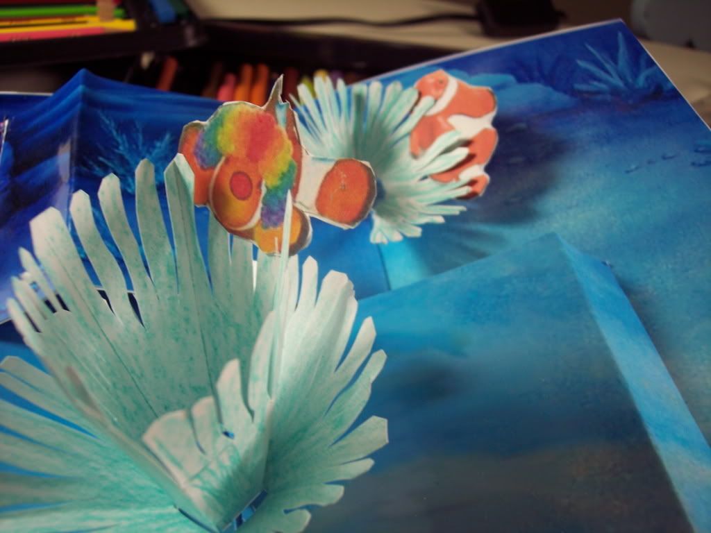 pop-up card sea anemone and clown fish close up