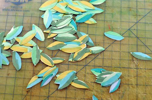 leaves cut from card