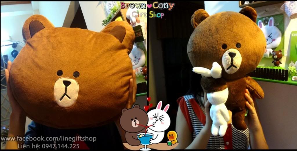 Gấu bông Brown Cony, Gối gấu Brown Cony, Line character, tổng hợp Brown Cony Moon