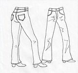 Pencil sketch of jeans front and back