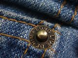 Close up of rivet on jeans