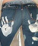 Paint hand prints on butt of jeans