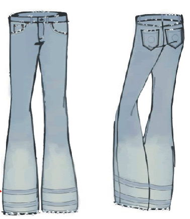 Drawing of jeans front and back