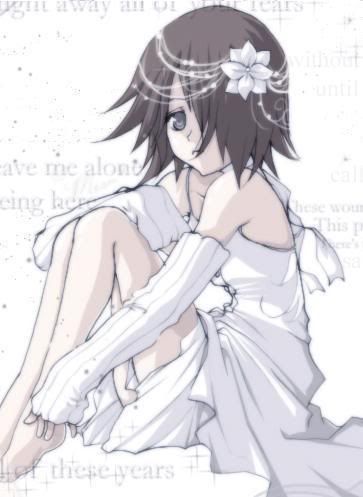 Black Hair - Black Eyes - Sad Girl in White