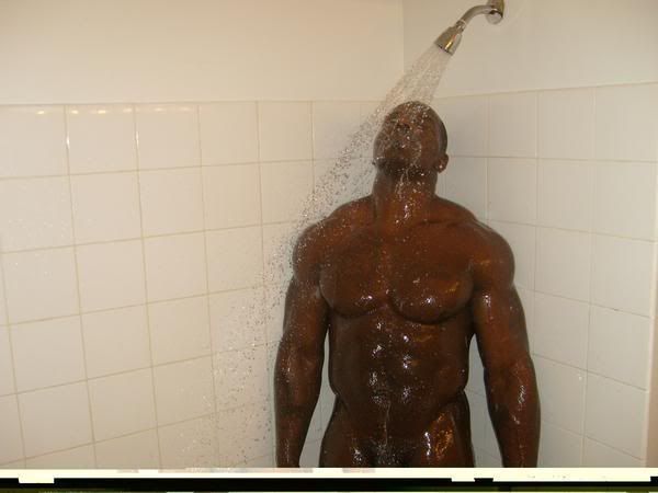 man in shower