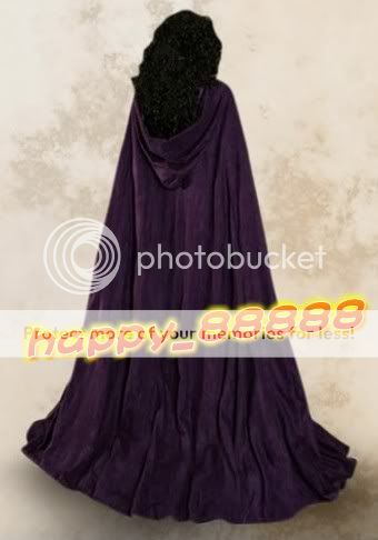 Color Hooded Velvet Renaissance Cloak Wedding Cape Gothic robe SizS 