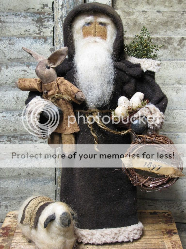 Primitive~ Olde 1897 German Style Santa~ Doll~Easter~sheep~TDIPT 