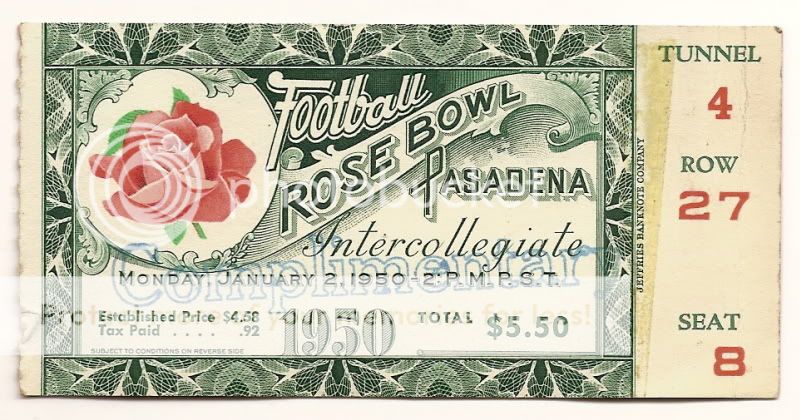 1950 Rose Bowl Ticket Stub 1950 ROSE BOWL Game Ticket Stub Cal Ohio State Front.jpg