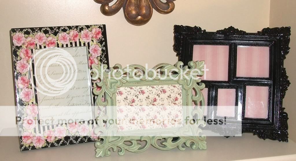 3 Beautiful Shabby Cottage Chic Ornate Picture Frames Black Pink Sage New