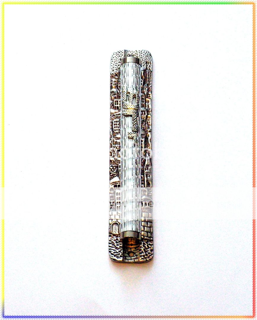 New 6.5  Metal Mezuzah judaica Israel Doorpost Torah C  