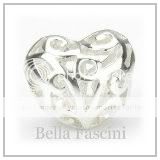   PRINT WHITE ENAMEL Oxidized Silver European Charm Bead M 34  