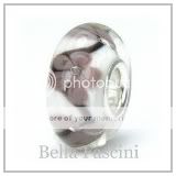 Bella Fascini DUSTY ROSE FLOWERS & BUBBLES Murano Glass European Bead 